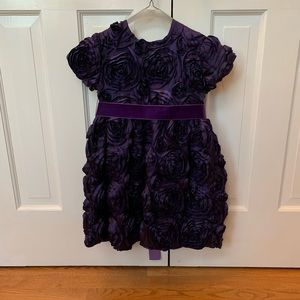 Little girls purple rosette dress